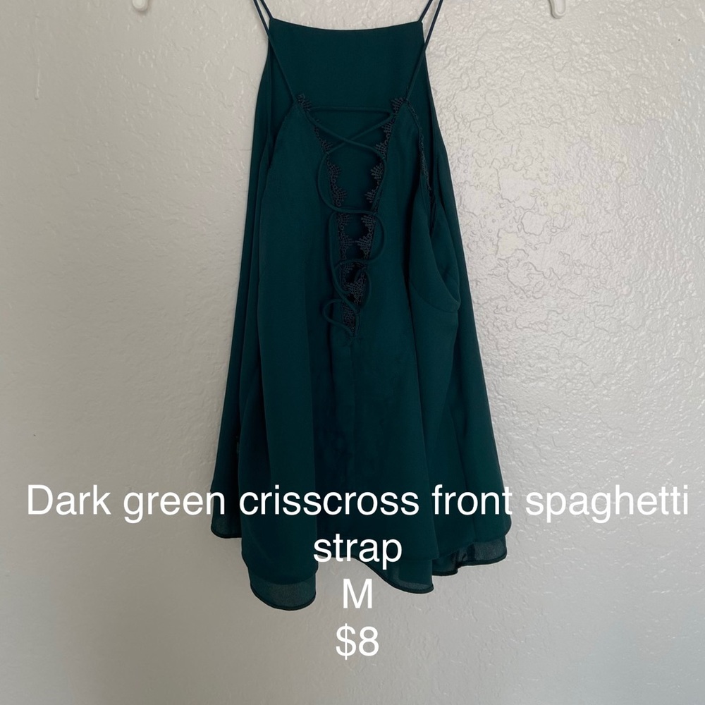 Green dressy spaghetti strap top